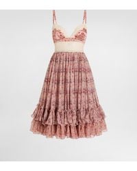 Dolce & Gabbana - Small Flower Bouquets-Print Chiffon Dress - Lyst