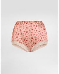 Dolce & Gabbana - Small Rose-Print Lace And Satin Briefs - Lyst