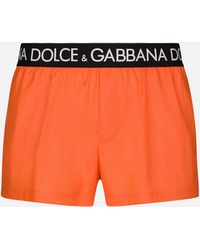 Dolce & Gabbana Bañador bóxer corto con logotipo en cintura elástica - Naranja