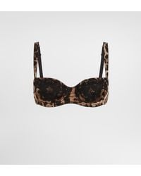 Dolce & Gabbana - Leopard-Print Satin Balconette Bra With Lace - Lyst