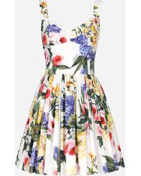 Dolce & Gabbana - Short Cotton Corset Dress With Garden - Lyst
