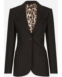 Dolce & Gabbana - Single-Breasted Pinstripe Wool Turlington Jacket - Lyst