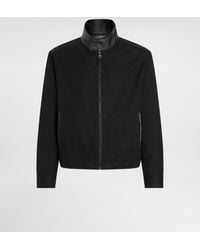 Dolce & Gabbana - Jacke Mit Hohem Kragen Aus Leder Und Technischem Gewebe Mit Plakette - Lyst