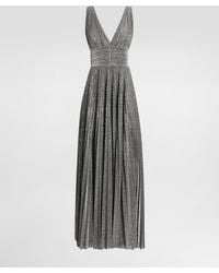 Dolce & Gabbana - Long Pleated Dress With Micro-Sequin Embellishment - Lyst