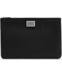 Dolce & Gabbana - Logo Detail Flat Leather Pouch - Lyst