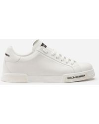 Dolce & Gabbana Portofino Leather Sneakers - White