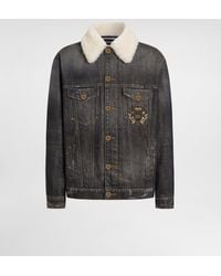 Dolce & Gabbana - Denim Jacket With Logo Patch - Lyst