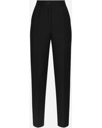 Dolce & Gabbana - High-Waisted Satin Trim Slim Cut Trousers - Lyst