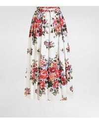 Dolce & Gabbana - Flower Bouquet-Print Skirt With Pleats - Lyst