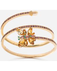Dolce & Gabbana - Butterfly Bracelet 18Kt, Citrines, Amethysts, And Emeralds - Lyst