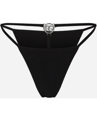 Dolce & Gabbana - Bikini Bottoms With Cut-Out And Dg Logo - Lyst