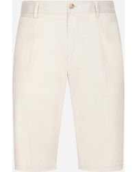 Dolce & Gabbana - Stretch Cotton Shorts With Dg Patch - Lyst