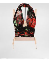 Dolce & Gabbana - Marquisette And Chiffon Corset Top With Floral - Lyst