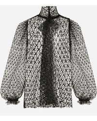 Dolce & Gabbana - Mesh Pussy-Bow Blouse - Lyst