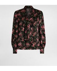Dolce & Gabbana - Hemd Aus Satin Mit Einem Print Mit Kleinen Rosensträußen - Lyst