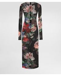 Dolce & Gabbana - Tulle Calf-Length Dress With Floral - Lyst