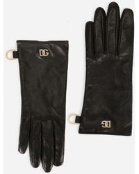 Dolce & Gabbana - Nappa Leather Gloves With Dg Logo - Lyst