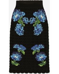Dolce & Gabbana - Crochet Skirt With Bluebell Print - Lyst