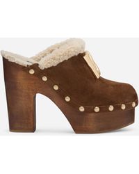 Dolce & Gabbana - Suede And Faux Fur Clogs - Lyst