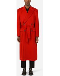 Dolce & Gabbana Abrigo de lana y cachemira con cierre cruzado - Rojo