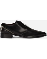 Dolce & Gabbana Derbys en cuir de veau brossé à fermeture zippée - Noir