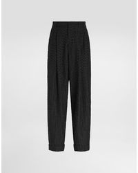 Dolce & Gabbana - Virgin Wool Trousers With Embroidery - Lyst