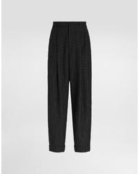 Dolce & Gabbana - Virgin Wool Trousers With Embroidery - Lyst