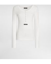 Dolce & Gabbana - Ribbed Cotton Serafino T-Shirt - Lyst