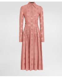 Dolce & Gabbana - Silk Satin Jacquard Shirt Dress With Dg Logo - Lyst