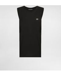 Dolce & Gabbana - Oversize-Tanktop Aus Baumwolle Mit Plakette - Lyst