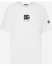 Dolce & Gabbana - Short-Sleeved T-Shirt With Dg Logo Patch - Lyst