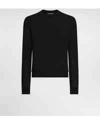 Dolce & Gabbana - Round-Neck Silk Sweater With Logo - Lyst