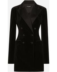 Dolce & Gabbana - Velvet Double-Breasted Blazer - Lyst