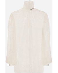 Dolce & Gabbana - Floral Lace Turtle-Neck Blouse - Lyst