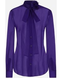 Dolce & Gabbana - Chiffon Shirt With Flower Detail - Lyst