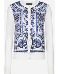 Dolce & Gabbana - Majolica-Print Silk And Twill Cardigan - Lyst