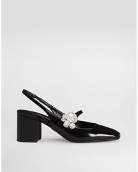 Dolce & Gabbana - 60Mm Embellished Polished Leather Slingback Pumps - Lyst