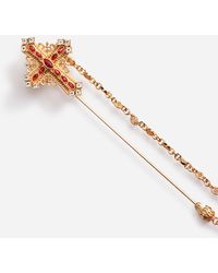 Herren Schmuck Broschen Dolce & Gabbana Kristallbrosche mit Emaille-Blume in Mettallic für Herren 