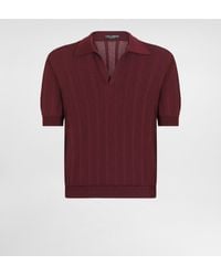 Dolce & Gabbana - Kurzarmpoloshirt Aus Baumwolle Mit Lochmuster - Lyst