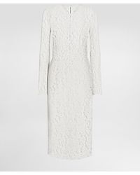 Dolce & Gabbana - Vestido de manga larga en encaje elástico con logotipo - Lyst