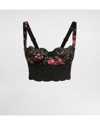 Dolce & Gabbana - Balconette-Bh Aus Elastischem Satin Und Spitze Mit Einem Print Mit Kleinen Rosensträußen - Lyst