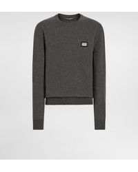 Dolce & Gabbana - Wool Round-Neck Sweater With Branded Tag - Lyst
