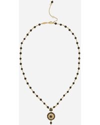 Dolce & Gabbana - Collier Sicily En Or Jaune 18 Carats, Jades Noirs Et Saphirs Noirs - Lyst