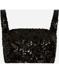 Dolce & Gabbana - Sequined Crop Top With Straps - Lyst