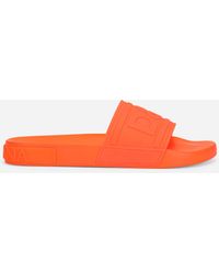 Herren Schuhe Sandalen Dolce & Gabbana Gummi Badepantolette aus Gummi mit DG-Logo in Orange für Herren Pantoletten und Zehentrenner Ledersandalen 
