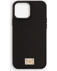 Dolce & Gabbana Cover iphone 13 pro max in pelle di vitello - Nero