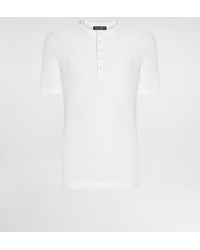 Dolce & Gabbana - Fine-Rib Cotton Granddad-Neck T-Shirt - Lyst
