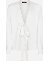 Dolce & Gabbana - Silk Pussy-Bow Shirt - Lyst