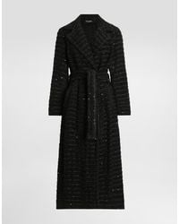 Dolce & Gabbana - Tweed Coat With Micro-Sequin Embellishment - Lyst