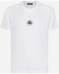 Dolce & Gabbana - Short-Sleeved Cotton T-Shirt With Marina Print - Lyst
